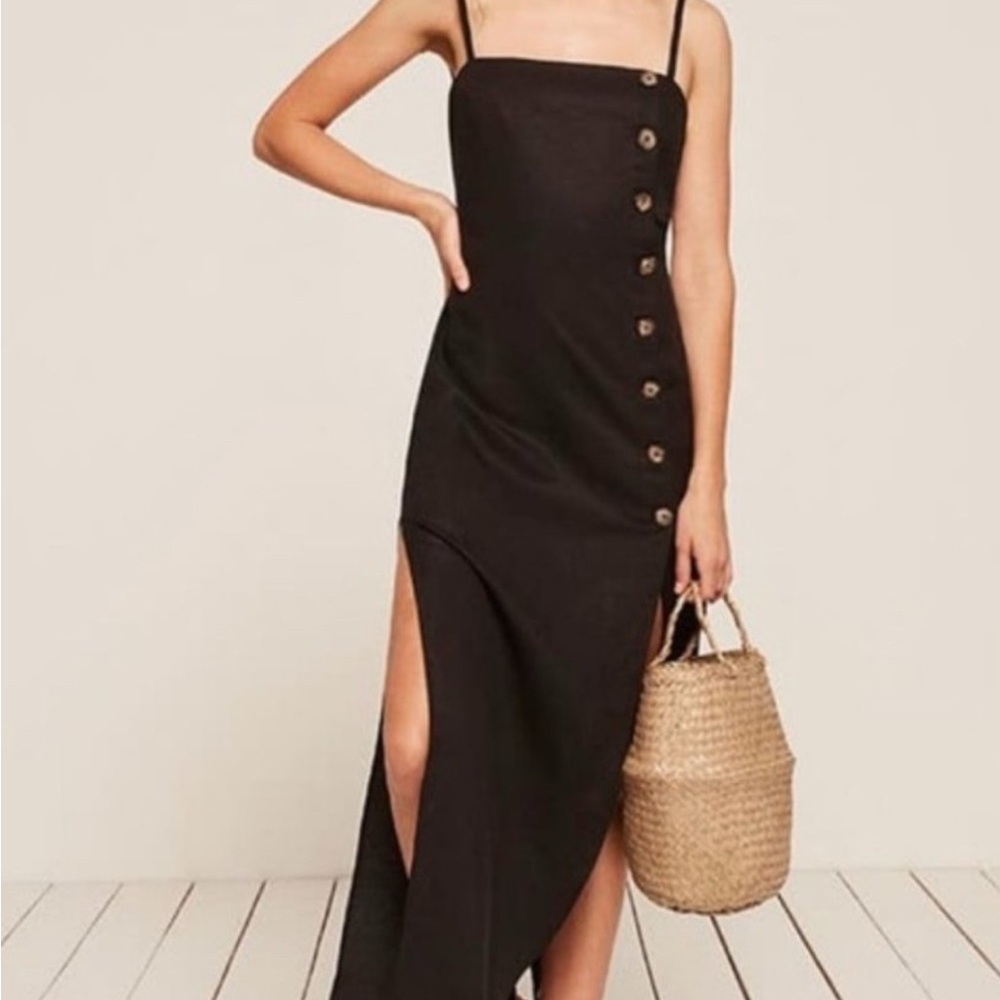 Reformation linen black dress